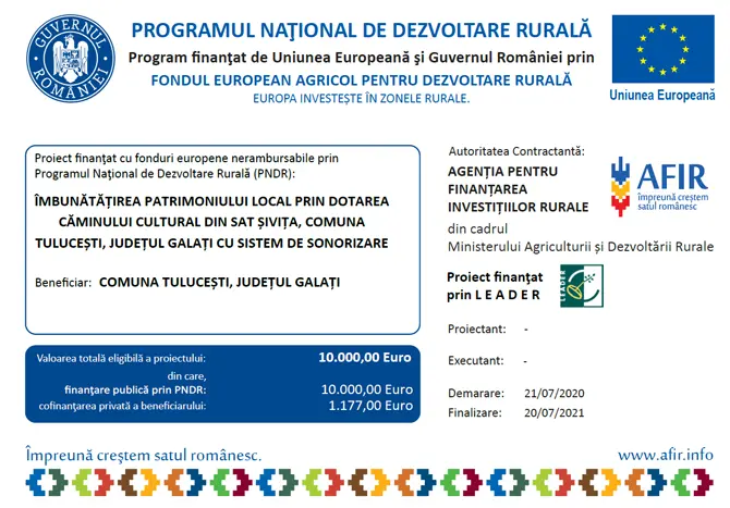 Dotarea căminului local – PNDR