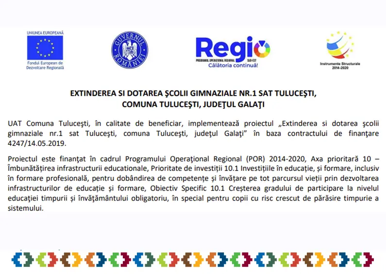 Extinderea și dotarea Școlii Gimnaziale nr. 1